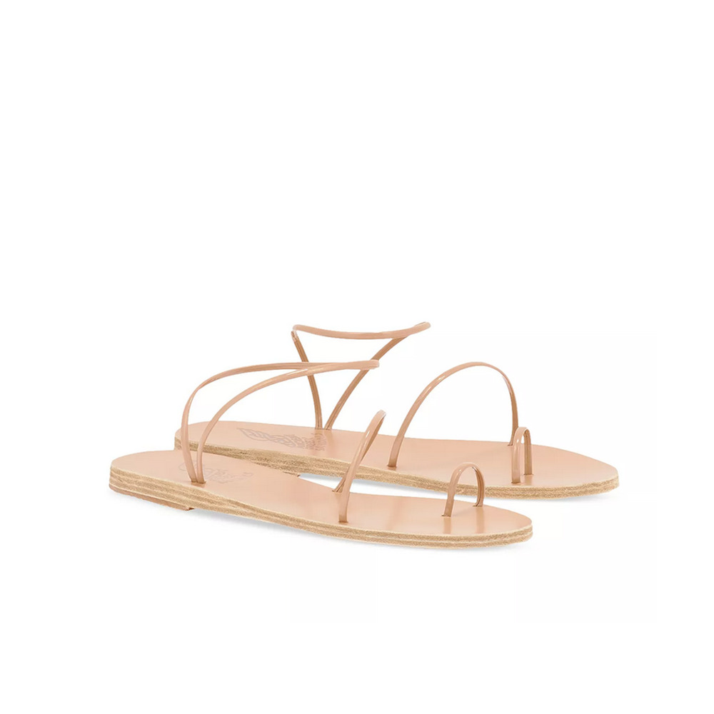 Ancient Greek Sandals Nude Leather Strappy Flat Sandals